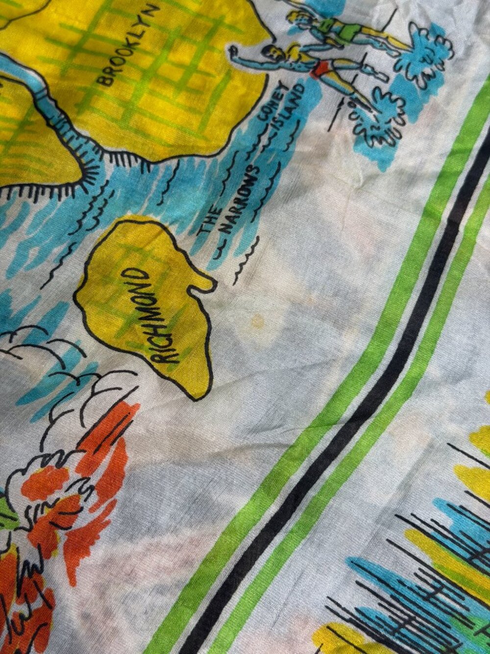 Vintage 1950s New York City Pure Silk Hand Screen Printed Souvenir Scarf - Picture 10 of 11
